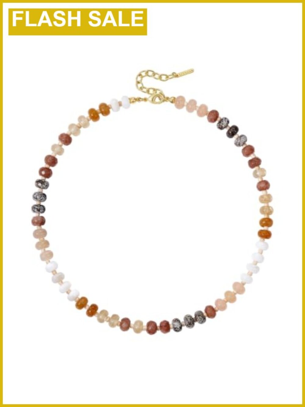 Gemstone Beaded Choker Necklace 14K Gold Plated Adjustable Handmade